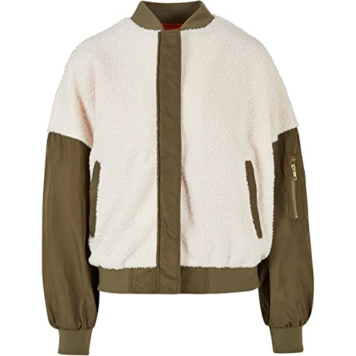 Urban Classics Damska kurtka bombardowa Sherpa oversized, Piasek/darkolive, 4XL