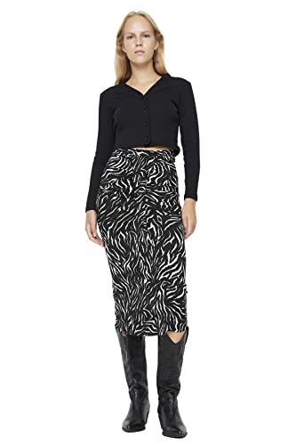 TRENDYOL Women's damska spódnica ołówkowa midi Bodycon dzianina spódnica Skirt, czarna, L, Schwarz, L