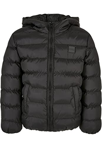 Urban Classics Chłopięca kurtka Boys Basic Bubble Jacket, kurtka zimowa dla chłopców z kapturem, dostępna w 2 kolorach, rozmiary 110/116-158/164, Black/Black/Black, 110-116