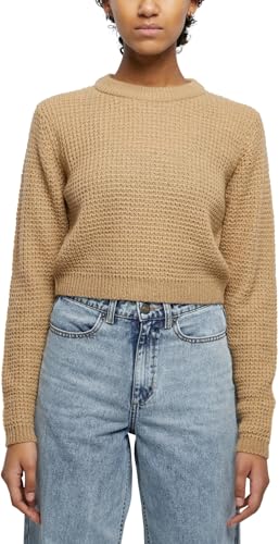 Urban Classics Damska bluza damska Short Waffle Sweater Warm Sand S, Ciepły piasek, S