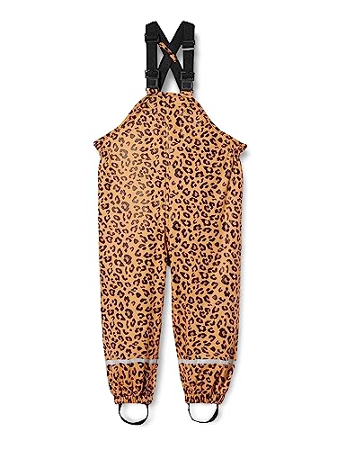 MIMO Dziewczęce spodnie przeciwdeszczowe Rain Pants, Czarny beżowy Leo, 116 cm