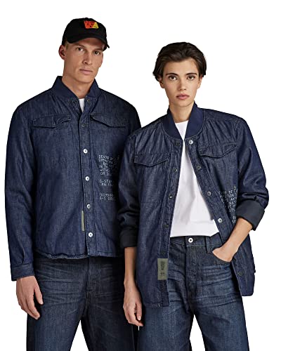 G-STAR RAW Męska kurtka bomber Collar, Niebieski (Rinsed D013-082), M