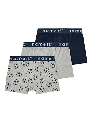 NAME IT Boy bokserki piłkarskie, 3 sztuki, szary melanż, 158
