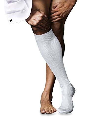 FALKE Mężczyźni Podkolanówki No. 10 M KH Czysta Bawełna Fil d'Ecosse długie jednokolorowe 1 Para, Biały (White 2000), 43-44