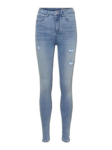 VERO MODA Dżinsy damskie z wysokim stanem, jasnoniebieski (light blue denim), 36-S-L