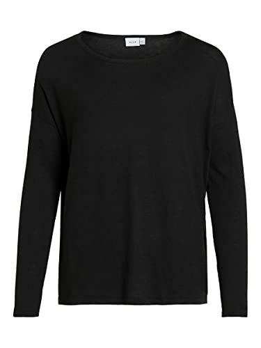 Vila VIABELLA O-Neck L/S Knit TOP/SU - NOOS, czarny, XXL