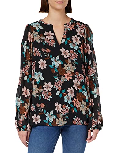ONLY Onlstar L/S koszulka damska z dekoltem w serek, Czarny/Aop: mandy Big Flower, M