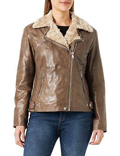 Freaky Nation Damska kurtka skórzana Cozy Time-FN Shiitake/beżowa, M