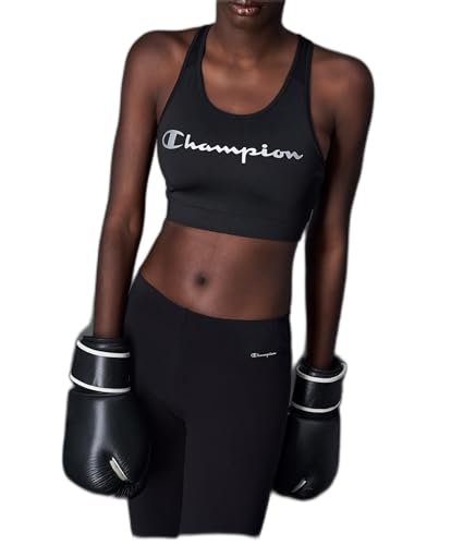 Champion Athletic Sportbras W-Quick Dry Anti-Microbial Compact Stretch Poly Jersey Biustonosz Sportowy Kobiety, Czarny, L