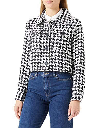 ONLY Onlkimmie Short Jacket Cc OTW damska kurtka koszulowa, Black/Checks:Cloud Dancer, M