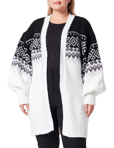 LIBBI Damski kardigan 12419411-LI01, czarny wełniany biały, M/L, czarny wełniany biały, M-L