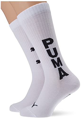 PUMA Męskie skarpety z logo Crew Sock, biały, 39 EU