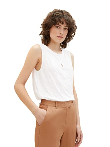 TOM TAILOR Damski top z wycięciem, 10315 - Whisper White, XL
