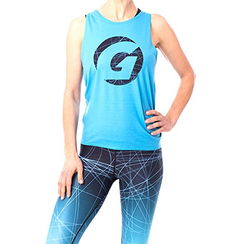 Gipara Emma damski tank top sportowy z krawatem, bez rękawów, ściśle przylegająca koszulka do treningu, jogi, odprowadzanie wilgoci, oddychająca tkanina, kolor niebieski i granatowy, niebieski, L