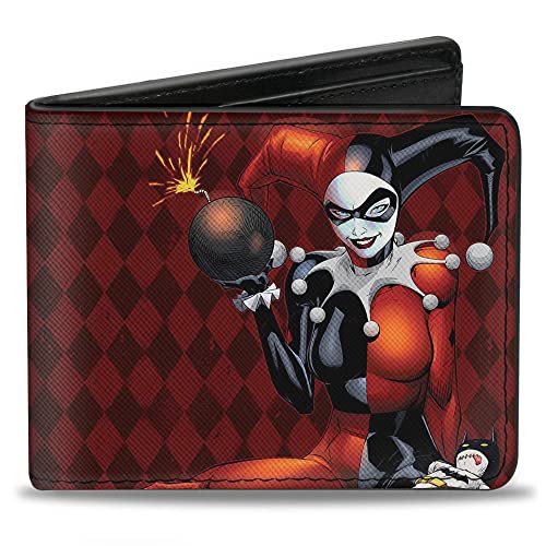 Klamra w dół uniseks portfel Harley Quinn W/Batman Voodoo lalka trzymająca bomba + ręczny składany, multi, Jeden rozmiar