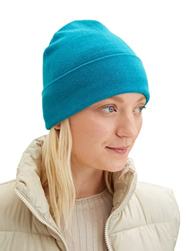 TOM TAILOR Damski Czapka z dzianiny Basic 1032637, 30014 - Teal Blue, ONESIZE