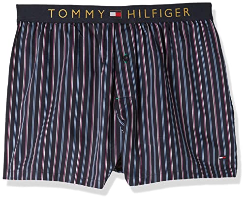 Tommy Hilfiger Męskie tkane bokserki z nadrukiem, Sukienka w paski pionowe, S