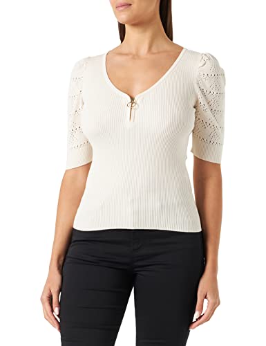Morgan damski sweter z krótkim rękawem z dekoltem w serek MOTAR Ivory TL, Kość słoniowa, L