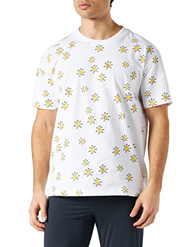 Schiesser Męski T-shirt okrągły dekolt piżama top, biały, 58