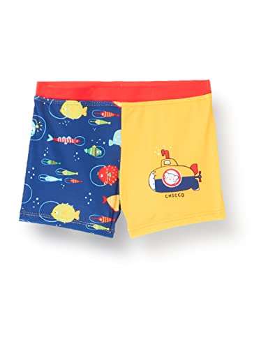 Chicco Dziecko 0-24 kostium kąpielowy bokser dla dzieci kostium bokserski, Niebieski/Żółty, 86
