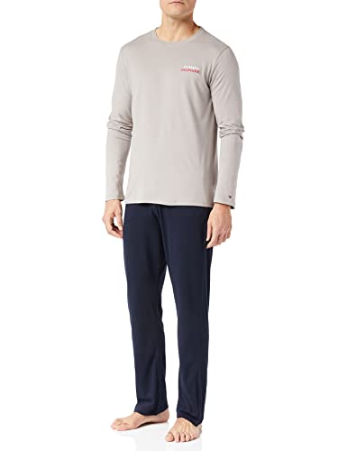 Tommy Hilfiger Spodnie męskie Ls Jersey zestaw piżamy, Szary (City Grey) / pustynne niebo, M