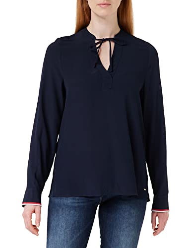 Tommy Hilfiger damska bluzka Vis Crepe Global STP Bluzka, niebieska (Desert Sky), 34 PL, Niebieski (Desert Sky), 34
