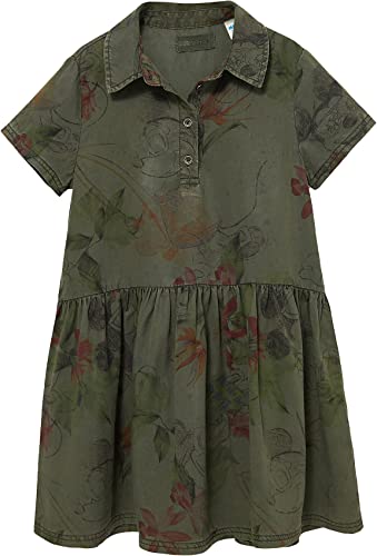 Desigual Dziewczęcy Vest_Mickey Camo Flower Casual sukienka, zielony, 3-4 Lata