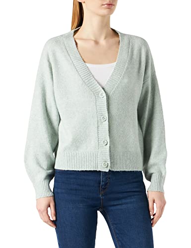 Vero Moda Damski sweter Vmdoffy Ls dekolt w serek z guzikami Ganoos, Jadeit/szczegóły: melanż, L