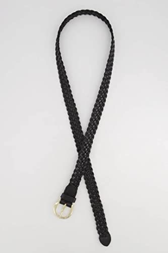 Ulla Popken Westlich, skóra, pleciony pasek, czarny, 95