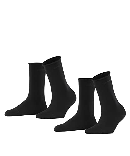 ESPRIT Kobiety Skarpety Basic Pure 2-Pack W SO Bawełna jednokolorowe 2 Pak, Czarny (Black 3000), 35-38