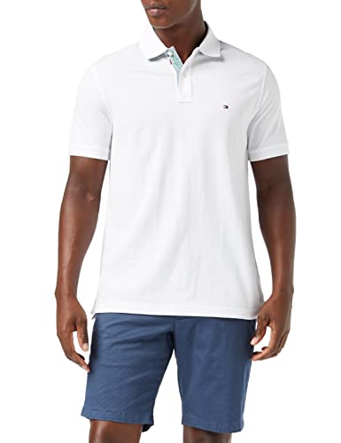 Tommy Hilfiger Męska koszulka polo z nadrukiem pod kołnierzem, biały, S