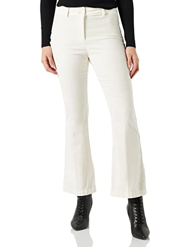 Love Moschino Damskie spodnie Midi Flare Fit Personalized with Love Shiny Back Tag Casual Pants, kremowy, 38