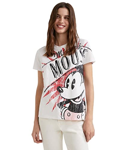 Desigual Damska koszulka Ts_Mickey Boom, biały, XS