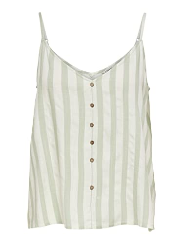 Bestseller A/S ONLASTRID Singlet WVN NOOS Top, Cloud Dancer/AOP: Deser SAGE Stripe, 46, Cloud Dancer/Aop:dessert Sage Stripe, 46