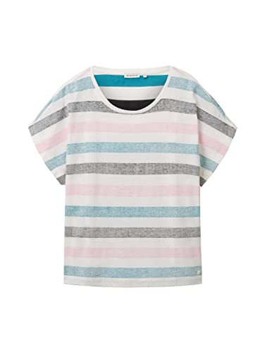 TOM TAILOR Damska koszulka z nadrukiem, 31980-petrol Multicolor Stripe, S