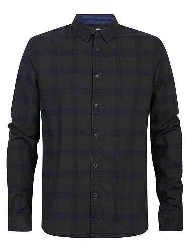 Petrol Industries Men Shirt Long Sleeve Check Koszulka męska, Hunter Green, XL