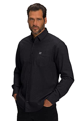 JP 1880 Męska koszula ze sztruksu, duże rozmiary, rozmiary L-8XL, długi rękaw, minimalny wzór, kołnierz kent, nowoczesny krój 808802, czarny, XL