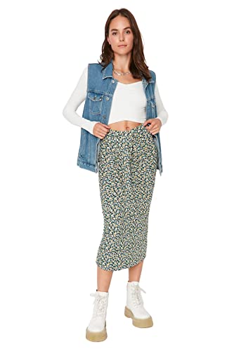 TRENDYOL Women's damska spódnica ołówkowa midi Bodycon dzianina spódnica Skirt, Navy Blue, XS, Navy Blue, XS