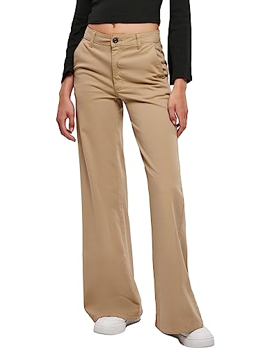 Urban Classics Damskie szerokie nogawki spodnie damskie z wysokim stanem, UnionBeige, 28