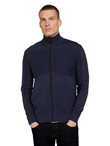 TOM TAILOR Męskie Kardigan z zamkiem błyskawicznym 1029741, 10668 - Sky Captain Blue, S