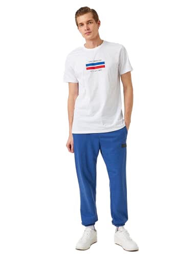Koton Męski t-shirt slim fit z nadrukiem, biały (000), XXL