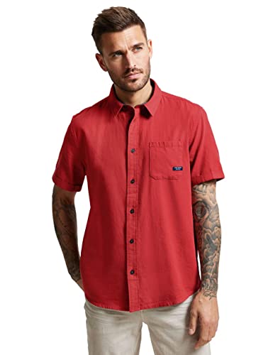 Street One MEN Męska koszula z krótkim rękawem, Alert Orange, S