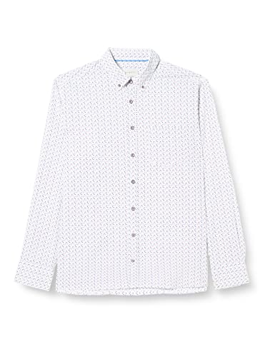 bugatti Koszula męska 9350-38803 z kołnierzykiem na guziki, granatowa, standardowa, morski, M