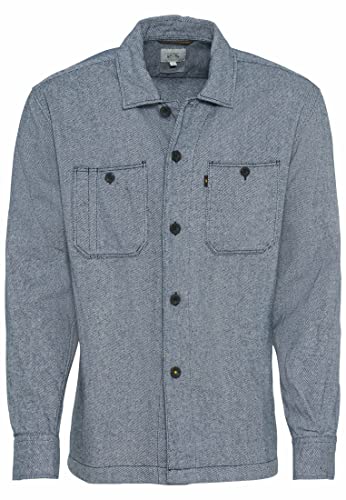 camel active Męska koszula z długim rękawem z bawełny, niebieski, L