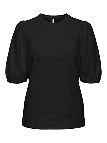 Bestseller A/S ONLCILIA S/S Puff JRS Top, Black, L, czarny, L