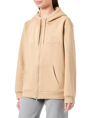 GANT Damska bluza z kapturem Reg Tonal Shield Zip Hoodie, khaki (Dark Khaki), XXL