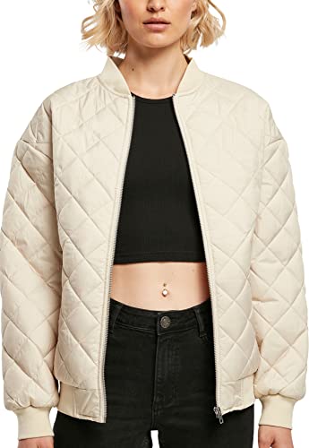 Urban Classics Damska kurtka oversized Diamond Quilted Bomberka, kurtka dla kobiet, dostępna w wielu kolorach, rozmiary XS - 5XL, beżowy, M