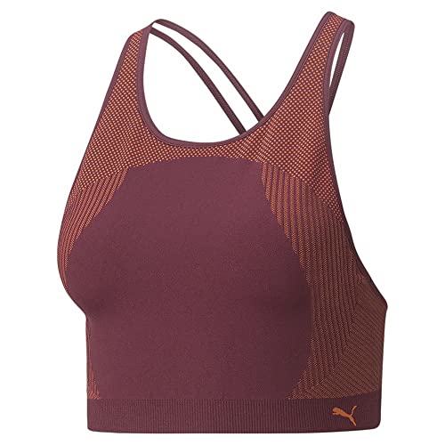 Puma Kobiety Low Impact Puma Strong Bra Pm Biustonosz Sportowy, Grape Wine/Neon Citrus, M