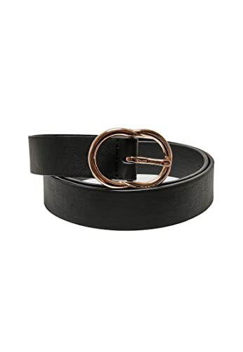 Urban Classics Unisex mały pierścionek Buckle Belt pasek, czarny/złoty, L