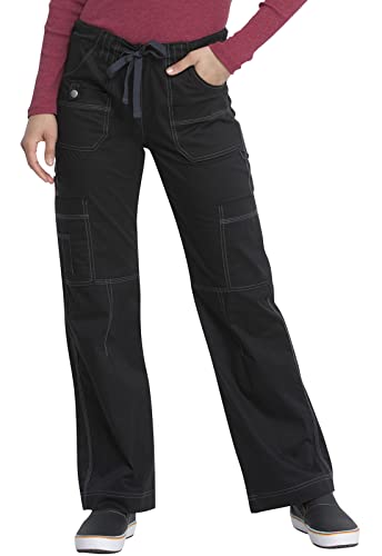 Dickies Gen Flex damskie spodnie Scrubs z niskim stanem Cargo 857455, Czarny, M